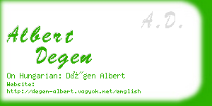 albert degen business card